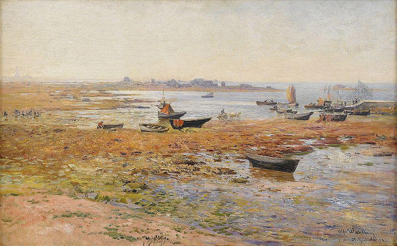 Alfred Wahlberg Fishing Boats at Saint Guenole China oil painting art